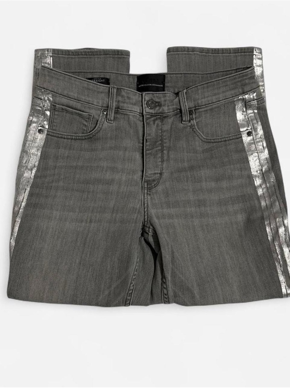 White House Black Market Gray High-Rise Straight Jeans